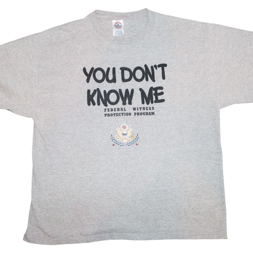 3/$15 Gray Witness Protection T-Shirt XL VGUC
